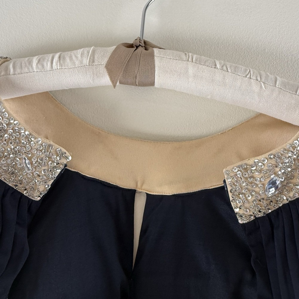 Navy Gown Sz 12 Beaded Neck Keyhole Halter Maxi Prom Formal Dress JS Boutique - Picture 11 of 14